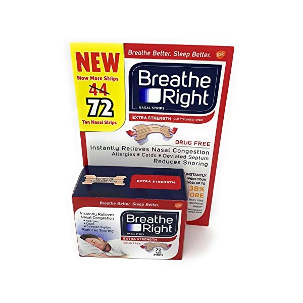 Breathe Right Extra Nasal Strips, 72 Count (Premium Pack)