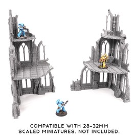 Tabletop Terrain Sci-Fi Ruin Set 3 Bundle (2 Sets) Modular Sci-Fi Terrain for Tabletop Wargaming Competitive Ruins 28mm 32mm