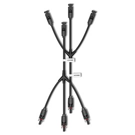 ACOPOWER 1 Pair Solar Panel Connectors, Y Branch Parallel Adapter,1 to 3 Cable Wire Plug for Solar Panels (1 Pair M/FFF + F/MMM), Black