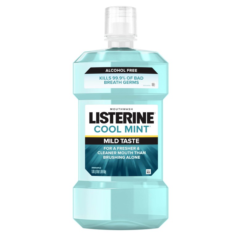 Listerine Cool Mint Alcohol Free Mouthwash, Oral Rinse Kills 99.9%