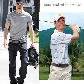 Cinturones para hombre Casual DOXUNGOO Paquete de 2 cinturones de golf, cinturón de trinquete de nailon, ajuste fácil de ajustar (Negro y caqui)