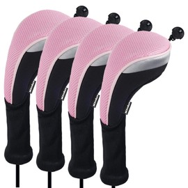 Andux Long Neck Golf Hybrid Club Head Covers with Dial No. Tag CTMT-02 4pcs Pink