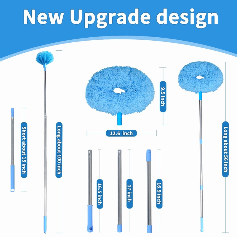 Ceiling Fan Cleaner Duster & Cobweb Duster with Extension Pole