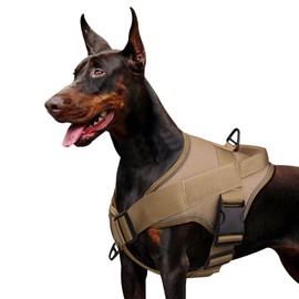 HITDER Tension-free nylon reflective pet strap Adjustable comfort control step heavy dog strap, medium and large dog strap, pull-free vest strap, reflective splicer dog strap (X-Large, khaki)