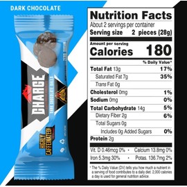 Charge Caffeinated Chocolate DARK CHOCOLATE 12 Packs of 3- 54mg Caffeine, No Added Sugar, Vegetarian