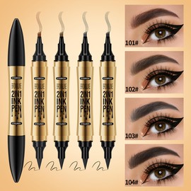 New Feeling Eyebrow Natural Smooth Brush Tip Color Retains Color Retention Crisp Vibrant Fork Double Ended 4 Prong Eyebrow Pencil, 4 Tip Eyebrow,4 Tipped Precise Brow Pen, Tiny My 4 Tip Brow,