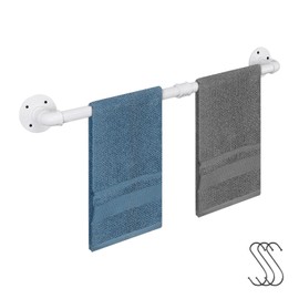 Jeasor Industrial Pipe Towel Rack Towel Bar, Heavy Duty Wall Mounted Rustic Farmhouse Bath Towel Holder for Bathroom (White, 24)