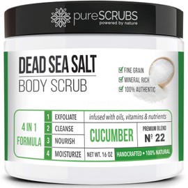 PureSCRUBS - Juego de exfoliante corporal orgánico de primera calidad  16 onzas de pepino corporal  aceites esenciales orgánicos infundidos de sal... 