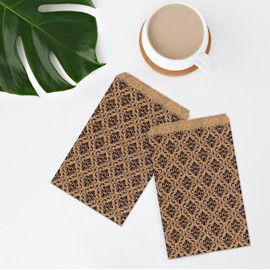 RJ Displays- 200 Pcs Pack Brown with Black Damask Design Paper Gift Bags, 6" x 9" inch for Candy, Cookies, Donuts, Small Gift, Crafts, Party Favor, Jewelry, Findings and Stationery
