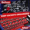 2-Piece 1/2"-Drive Metric Magnetic Socket Organizer Set (Holds 19 Sockets)