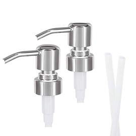 JIALWSJWAN 2 Pack Dispenser Pump Heads Screw on Pump Replacements 304 Stainless Steel Soap Dispenser Lids 2.5cm for Dish Soap, Lotions, Conditioner, Shampoo