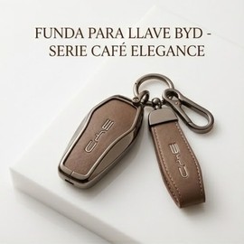 Electrocash Funda Protectora de Piel con Correa para Llave BYD, Color Café, Compatible con BYD Dolphin, BYD Song Pro y Plus, BYD Yuan y Yuan Pro, BYD 