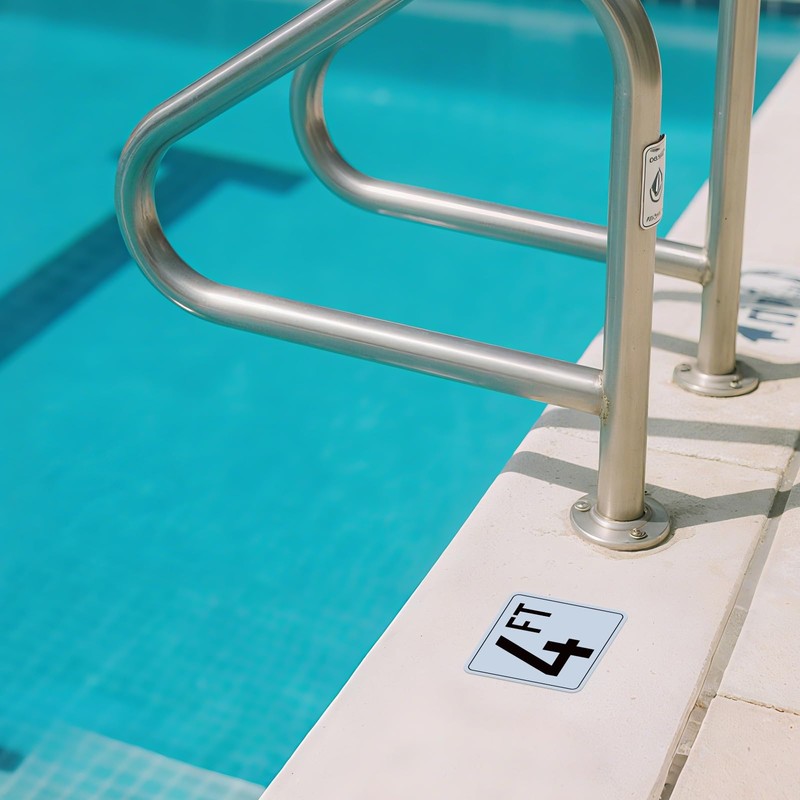 OCQOTAT 4FT Pool Depth Markers, 6x6 Inch Professional Grade Vinyl