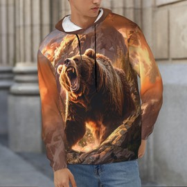 Cool Hoodies for Men Funny Mens Hoodies Men's Novelty Hoodies 3D Print Pullover Hooded Sweatshirt Hoodies with Big Pockets