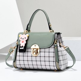 Xiaoyu Small Purses and Handbags for Women Fashion Crossbody Bag Lightweight Shoulder Bag Plaid Pattern Satchel (Green)
