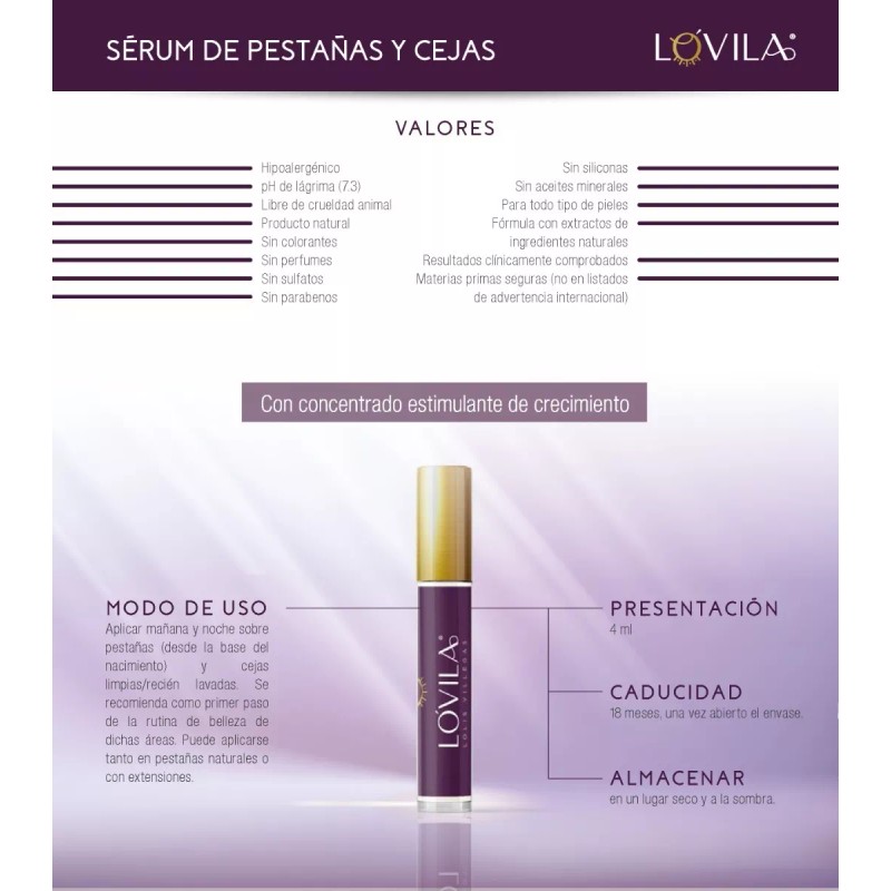 Lóvila Sérum Para Pestañas Y Cejas. Nutre, Fortalece Y Alarga.