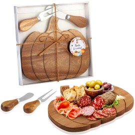 Ziliny Pumpkin Cheese Board Fall Party Favors Small Thanksgiving Wood Cheese Board with Knife Set for Kitchen Decoration Party Favor(1 Set)
