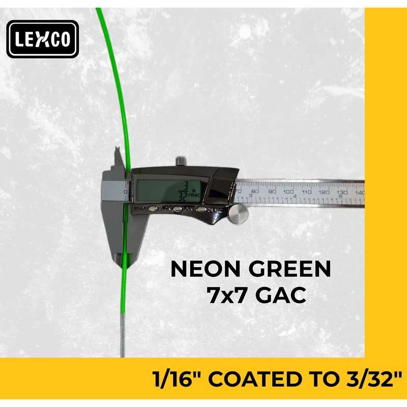 Lexco Cable 1167332CCNG 250' Spool of 3/32" Neon Green PVC