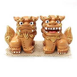 Okinawa Souvenir Lion-Dog Figurine Mini Entrance Pair Rakuten Lion-Dog (Brown)