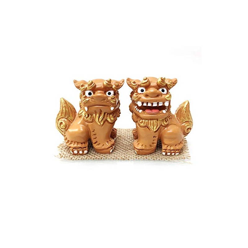 Okinawa Souvenir Lion-Dog Figurine Mini Entrance Pair Rakuten Lion-Dog (Brown)