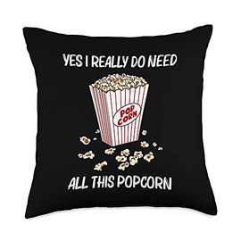 Cool Popcorn Gift For Men Women Corn Kernel Movie Night Food Throw Pillow