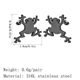 Amphibian Frog Earrings Stainless Steel Minimalist Laser Cut Frog Stud Earrings for Women Men Toad Animal Jewelry Gift, Stainless Steel