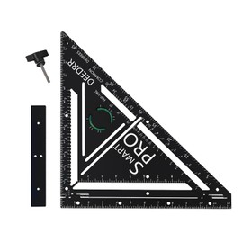 VECOFO Pro 12 Inch Advanced Carpenter Square-Jig Block -Leve-Accurate Flatwork- Framing Square- Multi-Angle Measuring Tool (90° & 180°) for Carpenters & Architects(Black)