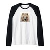 Leopard With Succulents Around Boho Style Graphic Raglan Baseball Tee