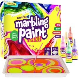 Dan&Darci Marbling Paint Art Kit for Kids - Arts & Crafts Gifts for Girls & Boys Ages 6-12 Years Old - Craft Kits Set - Gift Ideas Activities Toys Age 6 7 8 9 10 Year Olds - Marble Painting Sets