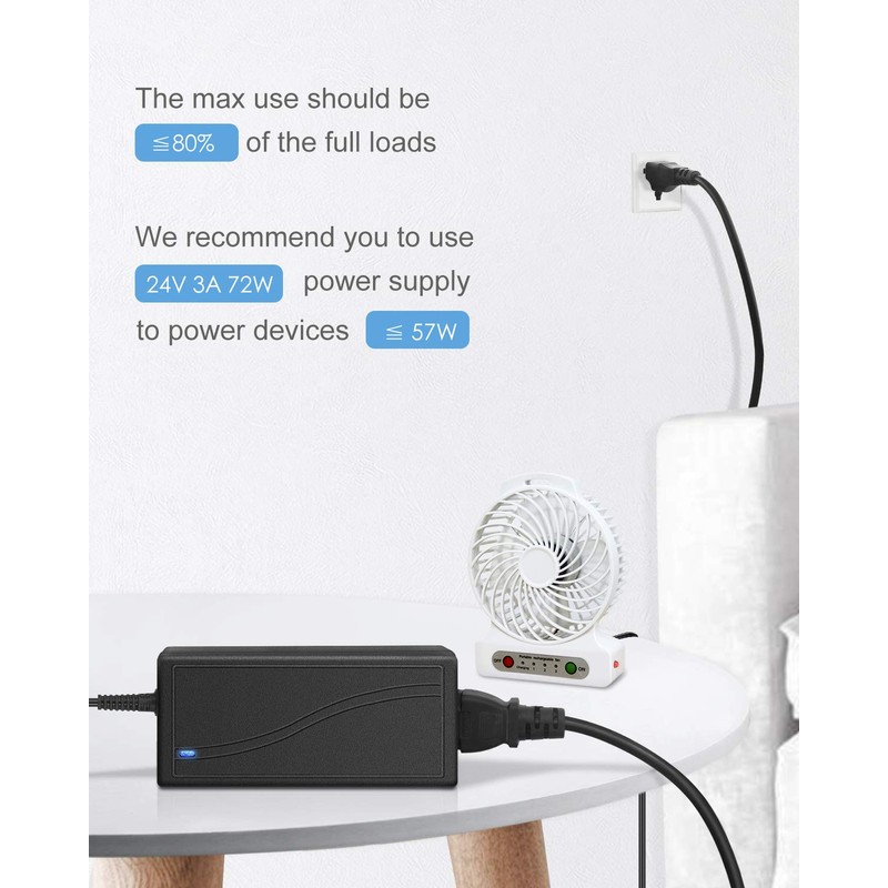 ALITOVE 24V Power Supply 3A 24 Volt DC 72W Power