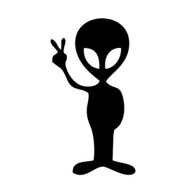 STICKER DAD Alien Peace Sign Vinyl Decal - Size:7", Color: Black - Windows, Walls, Bumpers, Laptop, Lockers, etc.