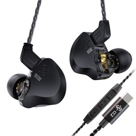 CCZ DC02 IEM Kopfhörer, USB-C 4Cores 4N OFC Gaming-Ohrhörer mit Mikrofon, 10 mm DD Dual-Magnetschaltung, PU- und PET-Verbundmembran, DJ-Kopfhörer, tiefe Bass-In-Ear-Monitore für Musiker