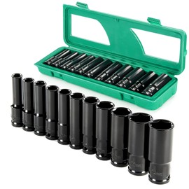 Uaoaii Professional Socket Set Wrench Kit, 11-Piece Metric 10-11-12-13-14-16-17-19-21-22-24mm, High-Torque C-V Steel Sockets for Automotive, Home Repair & DIY Projects