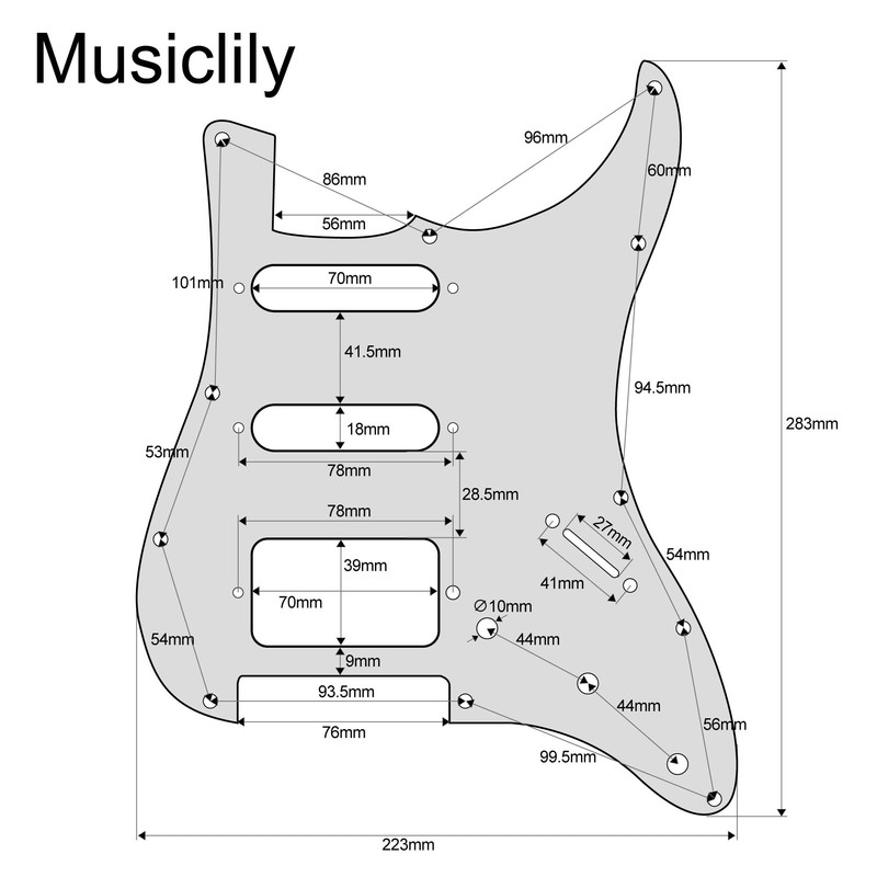 Musiclily SSH 11 Hole Prewired Loaded Humbuckers Stratocaster Pickguard with