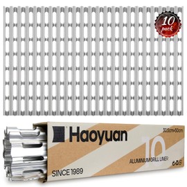 OSVINO 10 Pack Disposable Grill Toppers, 12" x 20" Aluminum Foil Sheets, Heat-Resistant BBQ Liners for Charcoal, Gas & Outdoor Grills, No Mess Grill Accessories