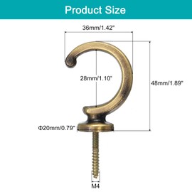 sourcing map 2Pcs Curtain Holdback, Aluminum Alloy Wall Mounted Curtain Holders Drapery Tieback Hooks for Living Room Bedroom Office (Bronze)