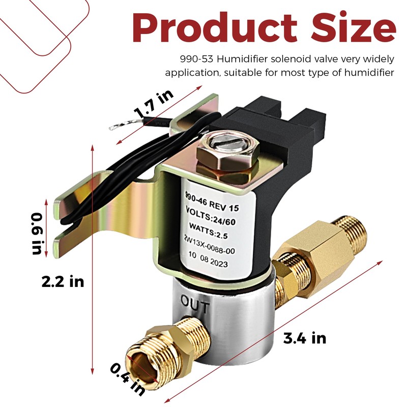 990-53 Universal Humidifier Solenoid Vavle Assembly Replacement Fit for GeneralAire