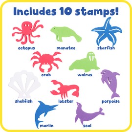 READY 2 LEARN Giant Stampers - Sea Creatures - Set of 10 - Easy to Hold Foam Stamps for Kids - Arts and Crafts Stamps for Displays, Posters, Signs and DIY Projects