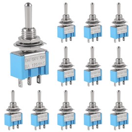 12Pcs 3 Pin Toggle Switch ON/Off/ON Mini Toggle Switch 3 Position Miniature Toggle Rocker Switches AC 125V/6A