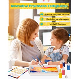 Beanewone Water Marbling Paint for Children, Craft Set Children from 6 Years, Gifts for Boys and Girls, Cool Gifts for Boys 6 7 8 9 10 11 12 Years