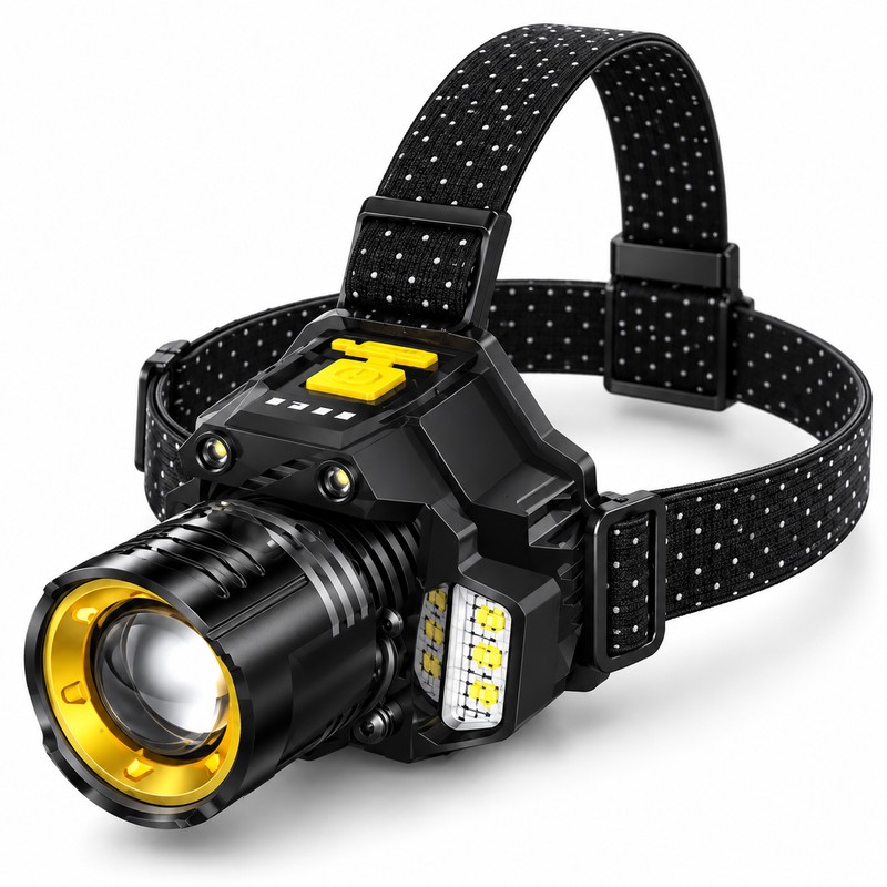 Rechargeable LED Headlamp for Outdoor Use – Motion Sensor Zoomable