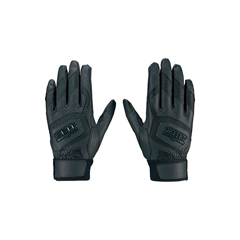 Zett Batting Gloves, Ambidextrous, High School Rules, Black (1900), M