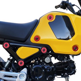 KEMIMOTO Aluminum Colored Verge Washers Compatible with 2024 2023 2022 Grom Motorcycle Side Panel Cover Full Set 12Pcs (Red)