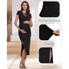 Women's Bodycon Maternity Dress Baby Shower Short Sleeve Ruched Split