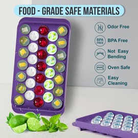 Milano Home Ice Cube Trays for Freezer - 33 PCS Round Ice Cube Mold with Lid, Pink