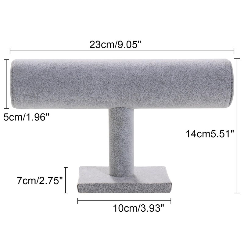 Bocar Grey Velvet Bracelet Display Stand T-Bar Display Holder Organizer