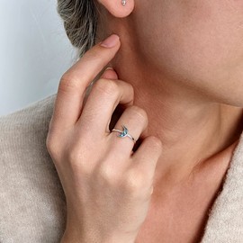 81stgeneration Women's 925 Sterling Silver Paua Abalone Shell Night Moon Stackable Ring