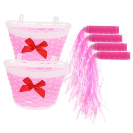 Sosoport 2 Sets Bike Basket Handle Covers with Pretty Ribbons of Fun Bike Accessories for Scooters and Bicycles Durable Material Childlike Design for Decoration Random Color