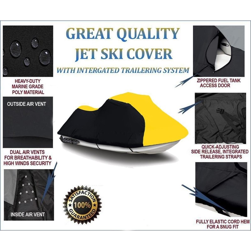 SBU Black/Yellow Heavy-Duty, PWC Cover Compatible for Sea Doo GTX