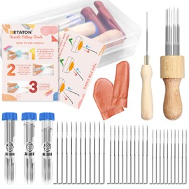 RETATON Needle Felting Tools,3 Sizes Needle Felting Kit with Wooden Handle,Awls, Finger Cot,Needle Felting Kit for Wool Felting DIY